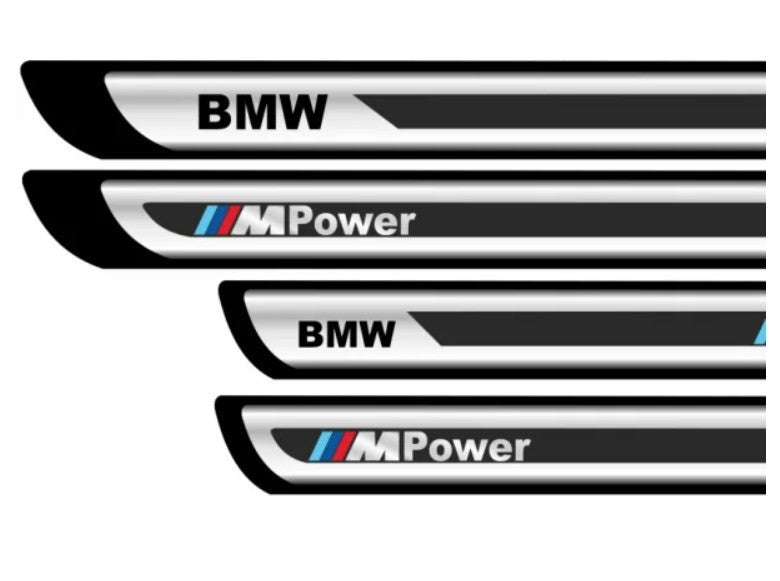 Set stickere protectii praguri gri pentru BMW M Power crom