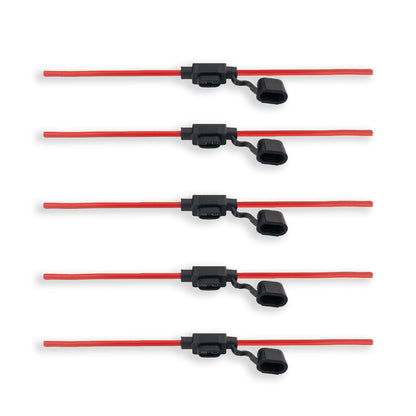 Set suport siguranță auto tip MINI (11x8.6mm) etanșe Carguard - 5 buc – cablu 22 cm cupru 1 mm² – max 15A