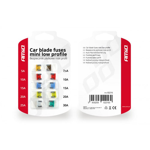 Siguranțe auto ingropate, profil redus, 10 buc