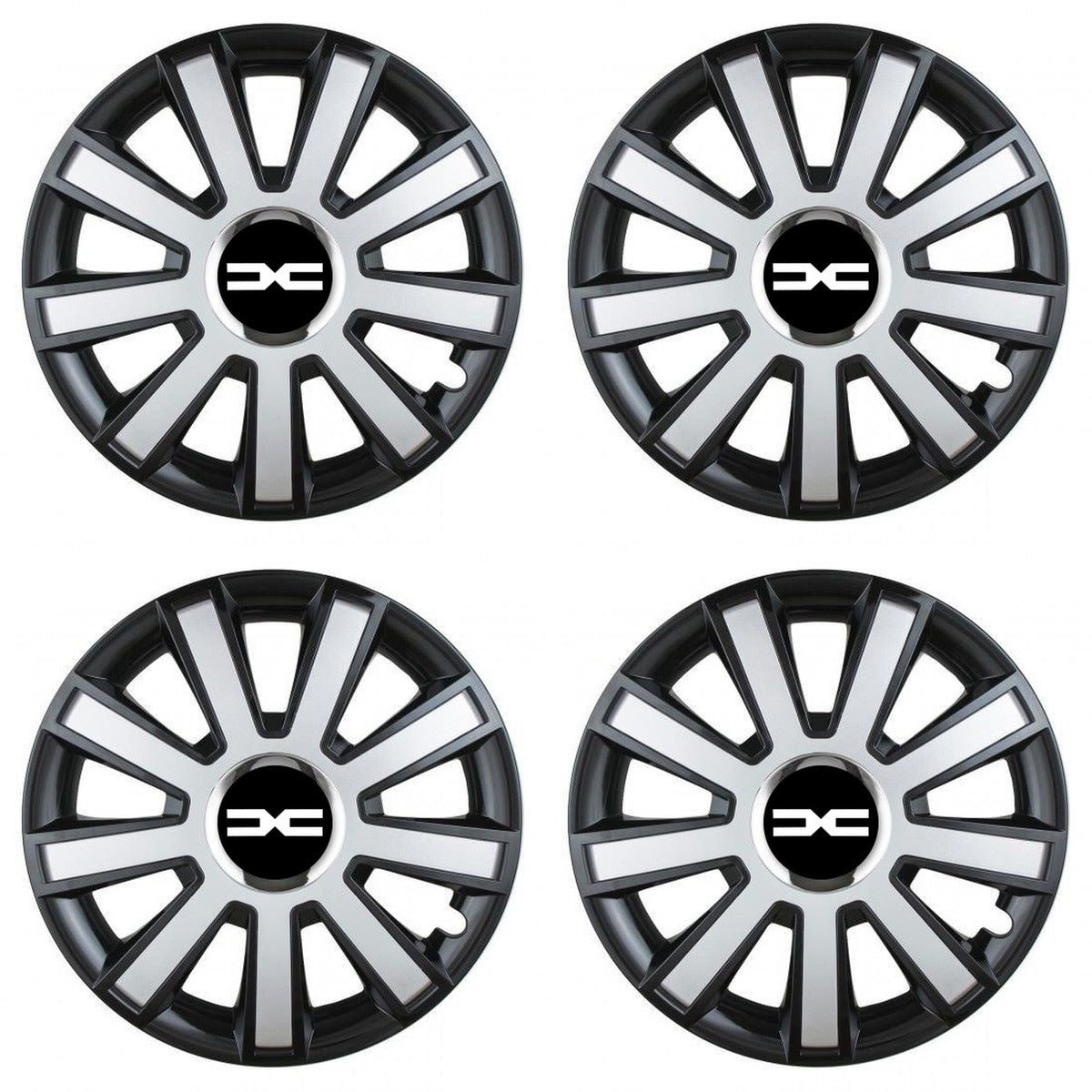 Set 4 capace roti Silver/black cu inel cromat R16 Compatibil Cu Dacia Nou