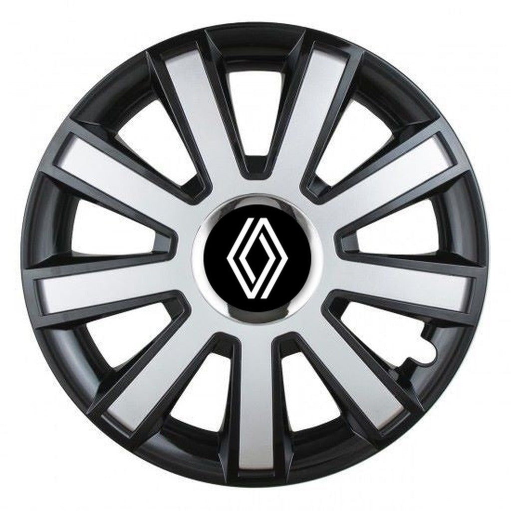 Set 4 capace roti Silver/black cu inel cromat R16 Compatibil Cu Renault Nou