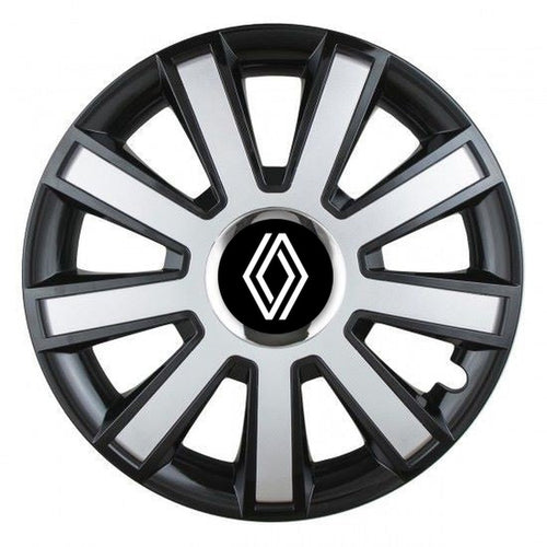 Set 4 capace roti Silver/black cu inel cromat R16 Compatibil Cu Renault Nou