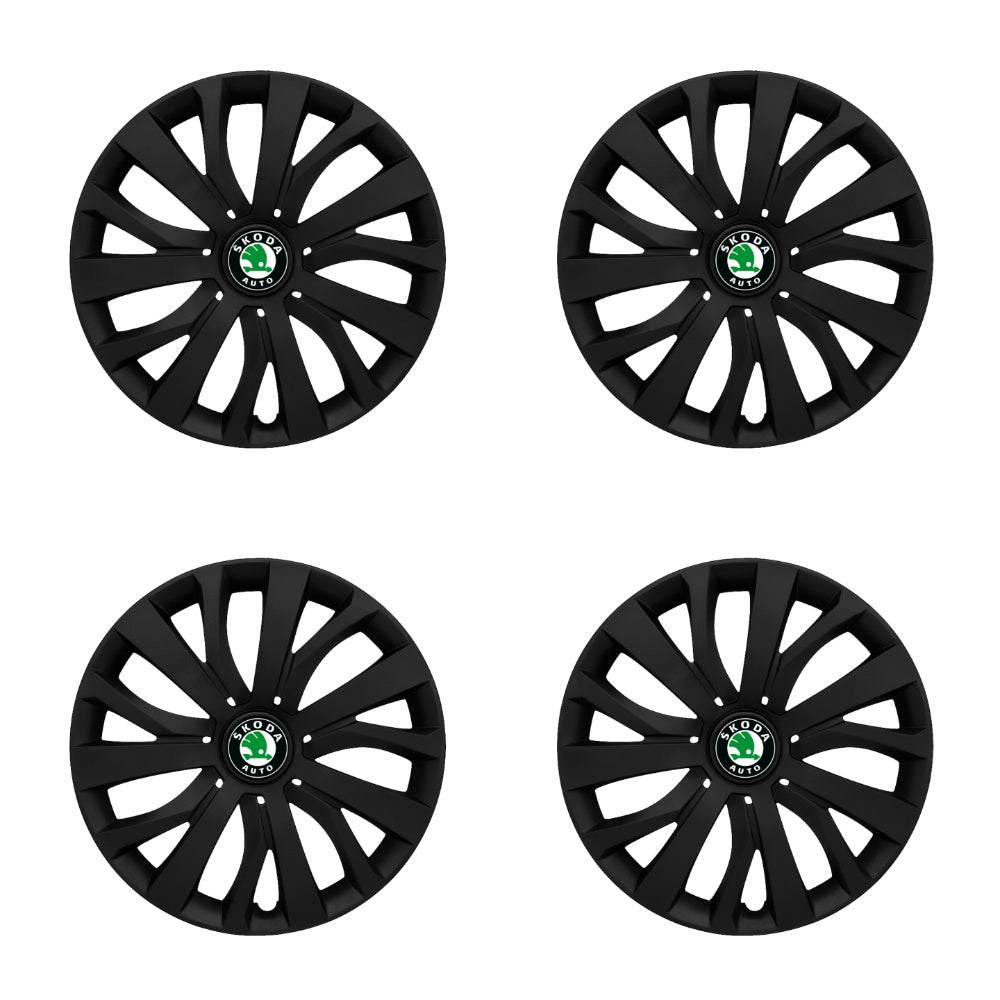 Set 4 capace roti potrivite jantelor de 15 inch compatibile SKODA, Model - 345 Black Edition