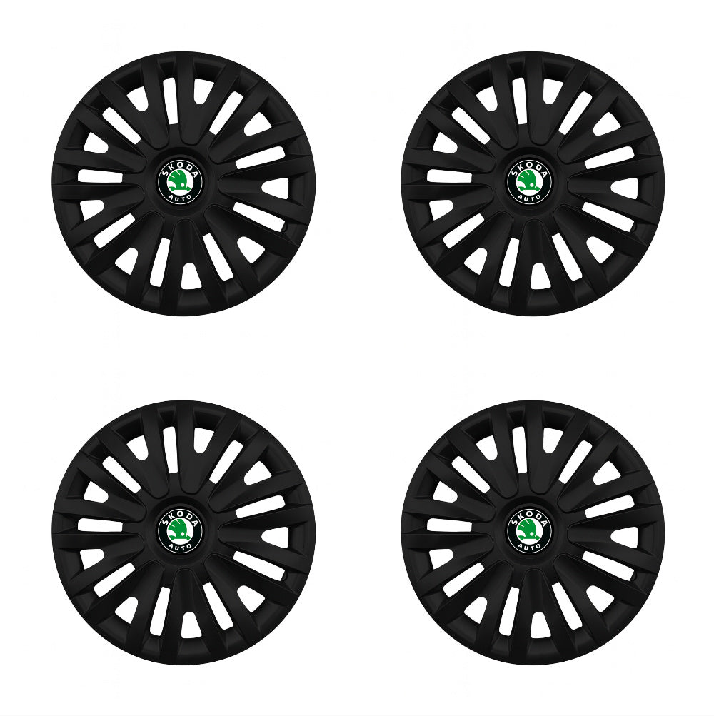 Set 4 capace roti potrivite jantelor de 14 inch compatibile SKODA, Model - 217 Black