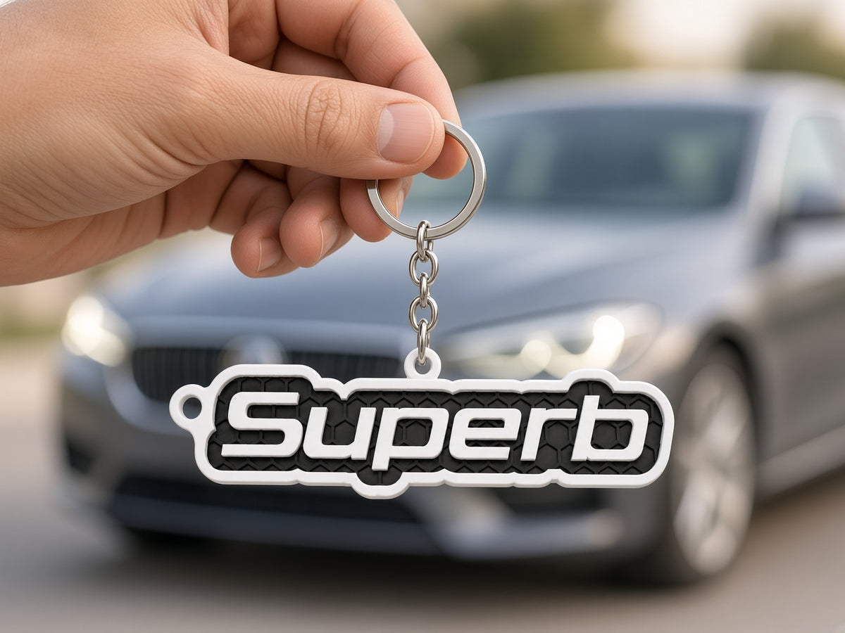 Breloc auto Skoda Superb cu lanț și inel