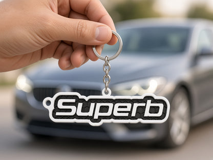 Breloc auto Skoda Superb cu lanț și inel