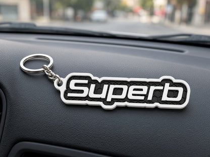 Breloc auto Skoda Superb cu lanț și inel