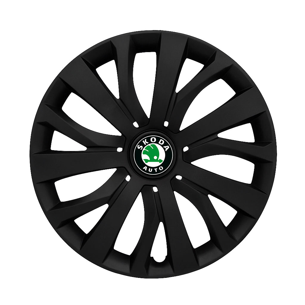 Set 4 capace roti potrivite jantelor de 15 inch compatibile SKODA, Model - 345 Black Edition