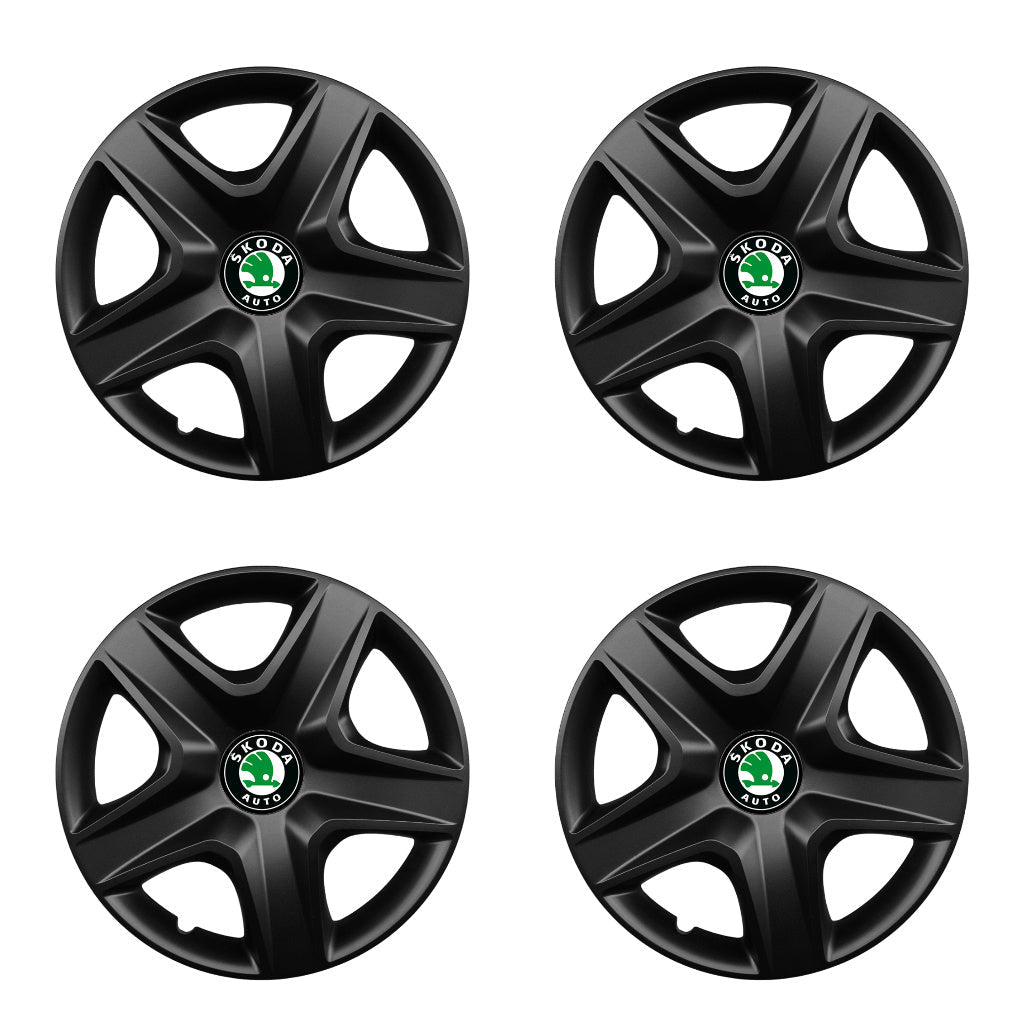 Set 4 capace roti potrivite jantelor de 16 inch compatibile SKODA, Model 418 Black