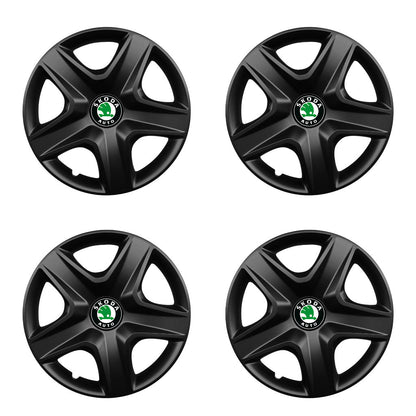 Set 4 capace roti potrivite jantelor de 16 inch compatibile SKODA, Model 418 Black