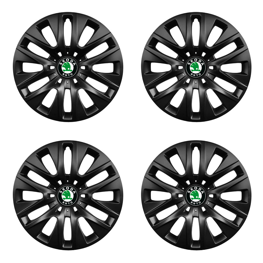 Set 4 capace roti 14 inchi (R14) compatibile gama Skoda model - 225 Black