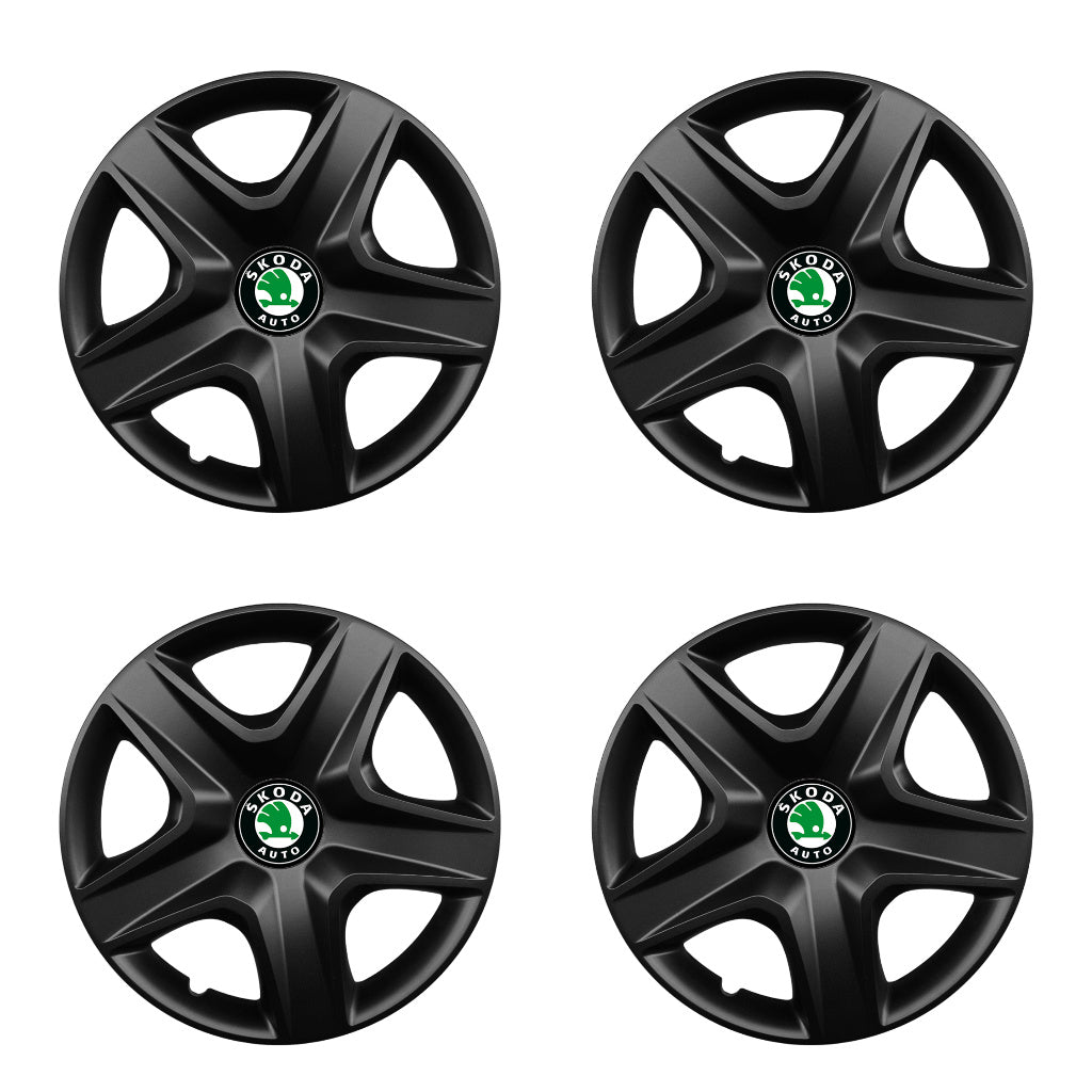 Set 4 capace roti potrivite jantelor de 15 inch compatibile SKODA, Model 340 Black