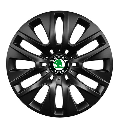 Set 4 capace roti 14 inchi (R14) compatibile gama Skoda model - 225 Black