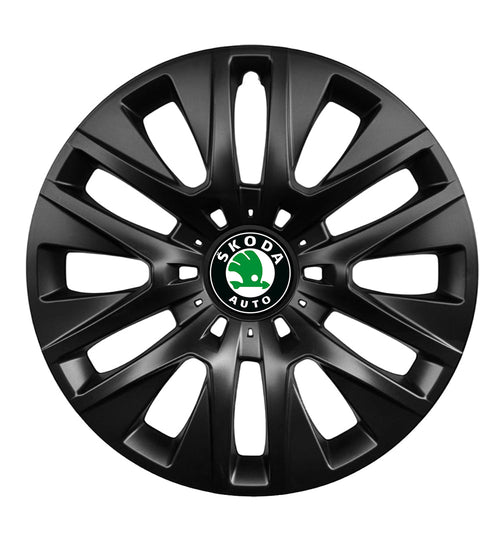 Set 4 capace roti 14 inchi (R14) compatibile gama Skoda model - 225 Black