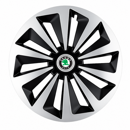 Set 4 capace roti Fox Gri-Negru R15 Compatibil Cu Skoda