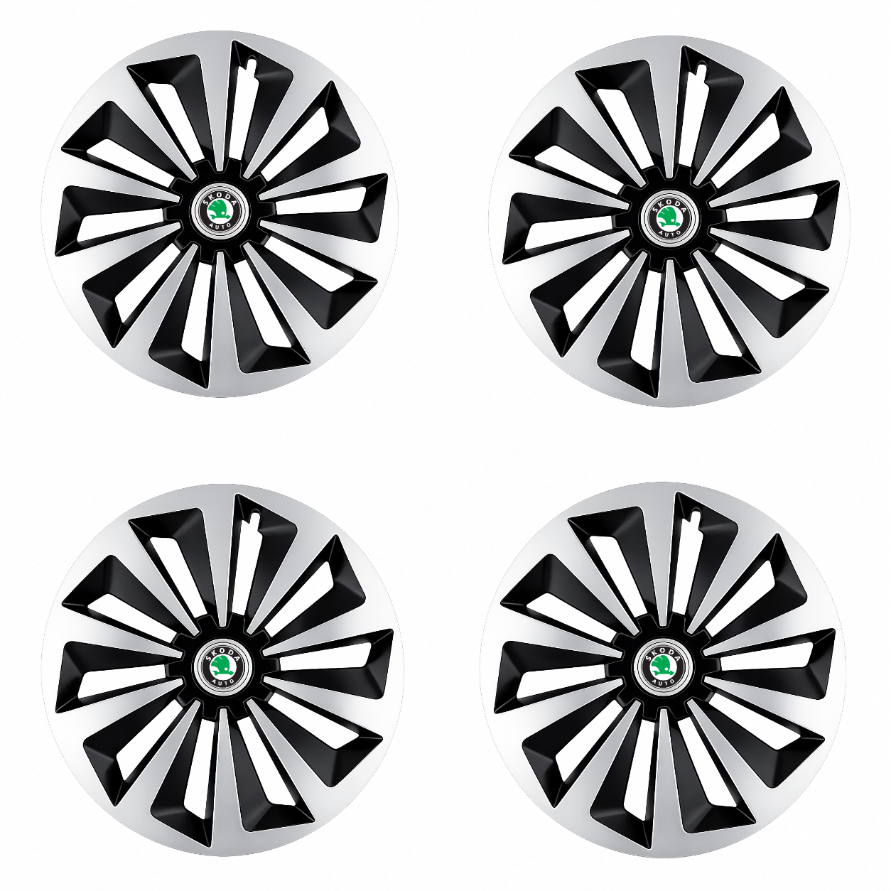 Set 4 capace roti Fox Gri-Negru R17 pentru gama auto Skoda