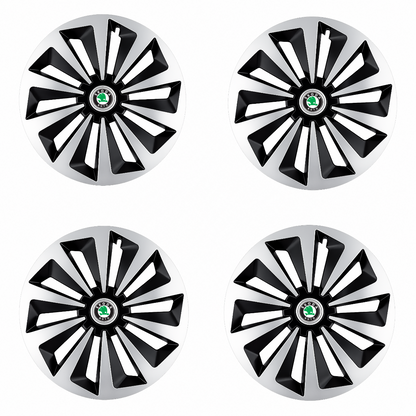 Set 4 capace roti Fox Gri-Negru R17 pentru gama auto Skoda