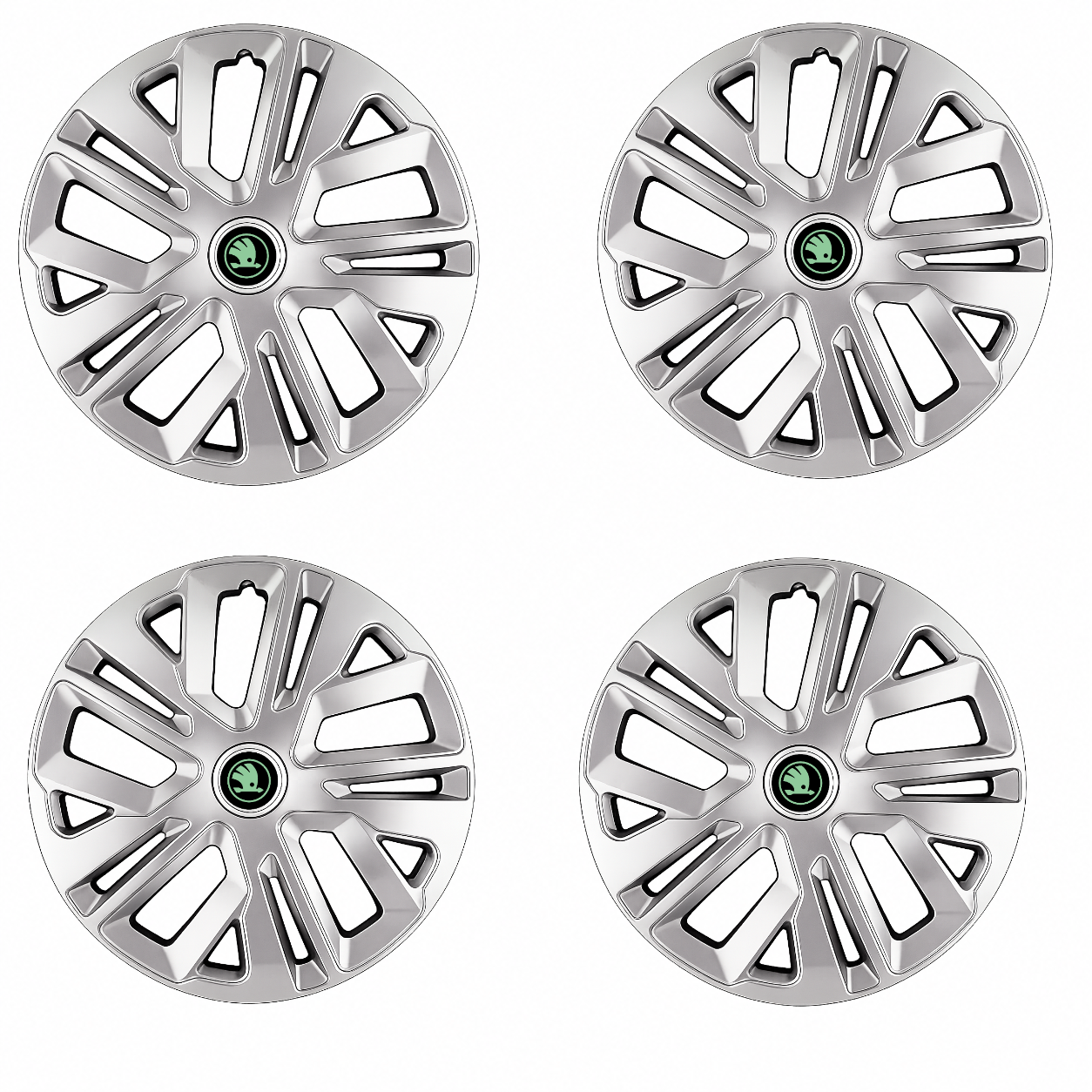 Set 4 Capace Roti 15 inchi (R15) Raven Gri, pentru Skoda Verde