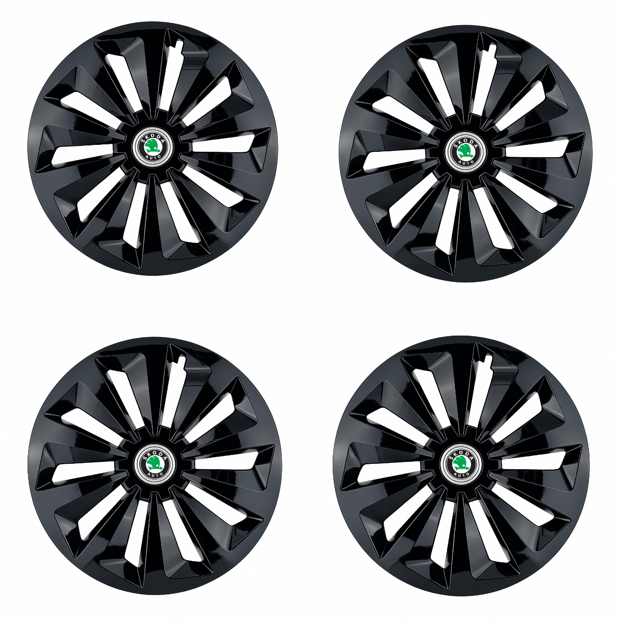 Set 4 capace roti Fox negru R16 Compatibil Cu Skoda