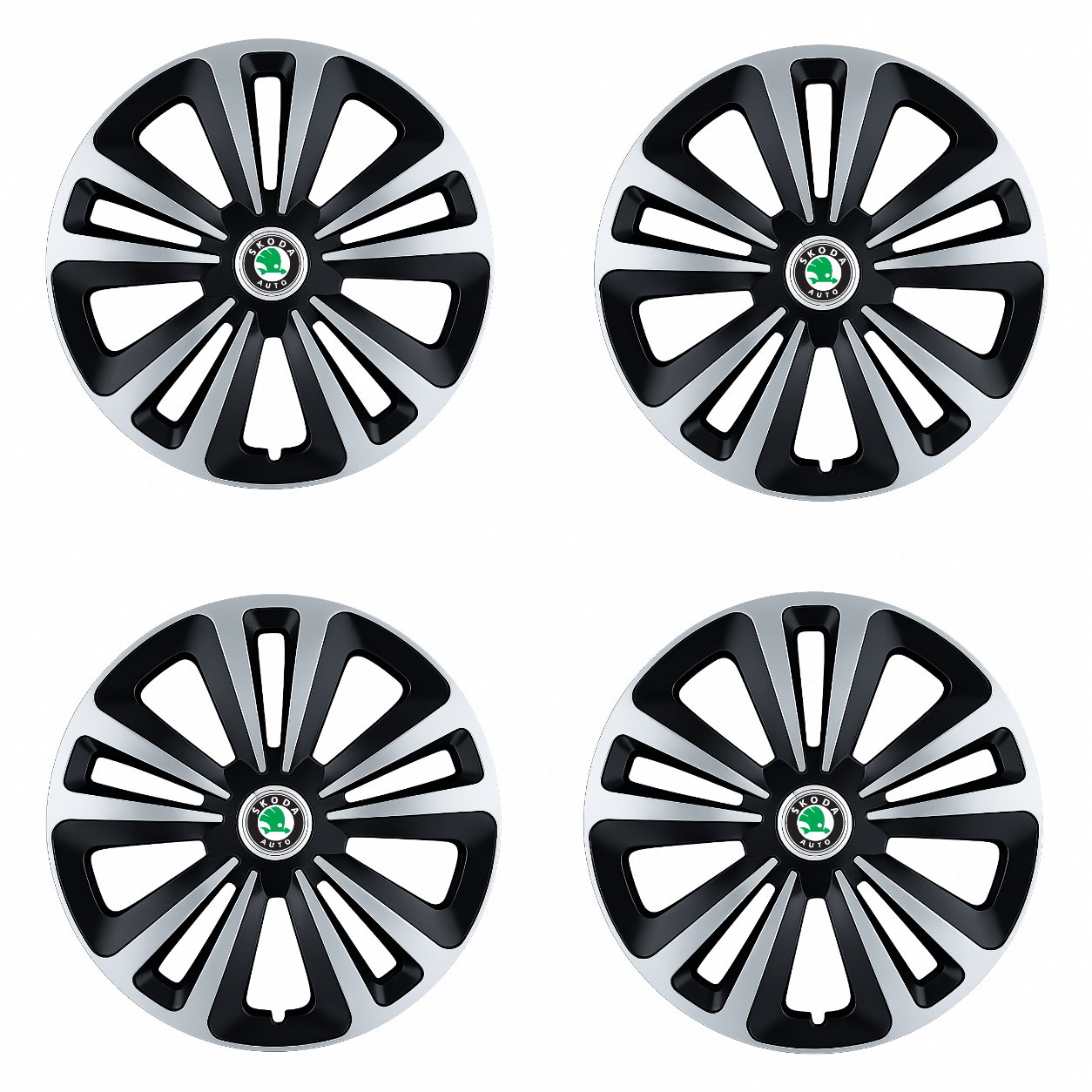 Set 4 Capace Roti Terra Gri-Negru R15 Compatibil Cu Skoda