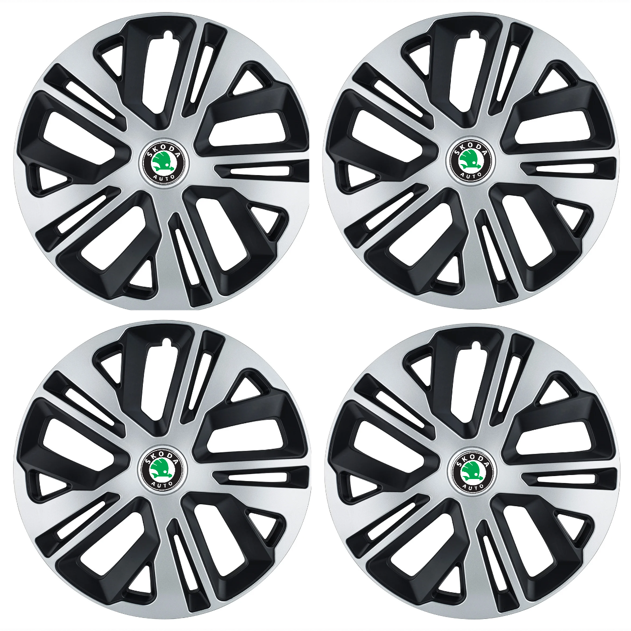 Set 4 Capace Roti 15 Inchi (R15) Raven Gri-Negru, Compatibile Cu Skoda