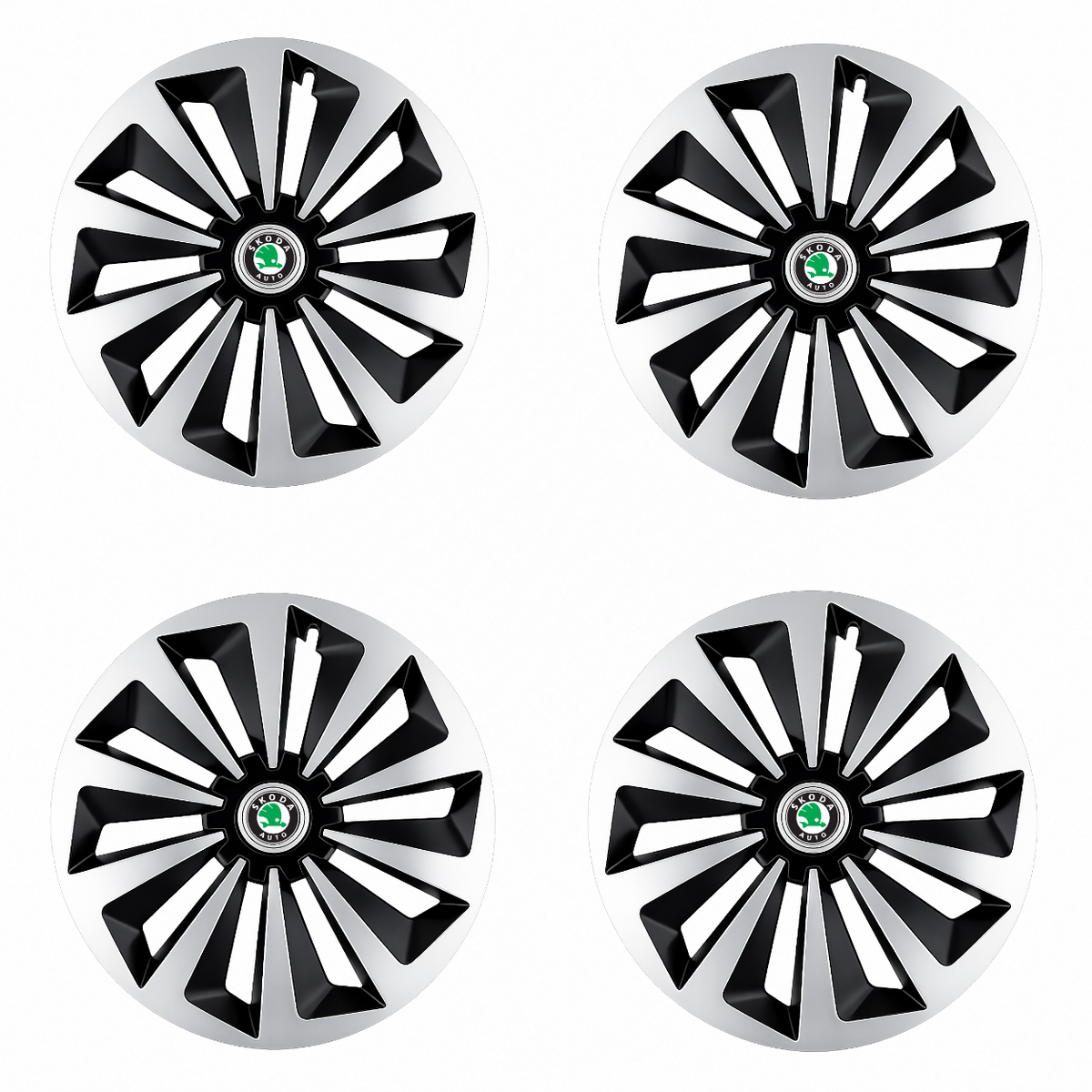 Set 4 capace roti Fox Gri-Negru R15 Compatibil Cu Skoda
