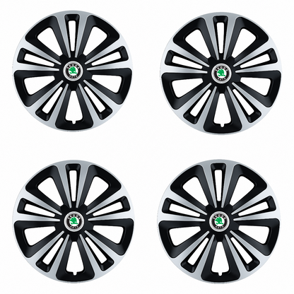 Set 4 Capace Roti Terra Gri-Negru R14, Compatibil Cu Skoda