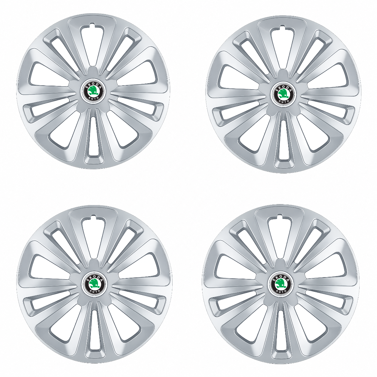 Set 4 Capace Roti Terra Gri R14, pentru Skoda