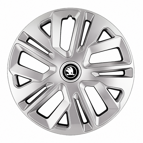 Set 4 Capace Roti 15 inchi (R15) Raven Gri, pentru Skoda Alb Negru