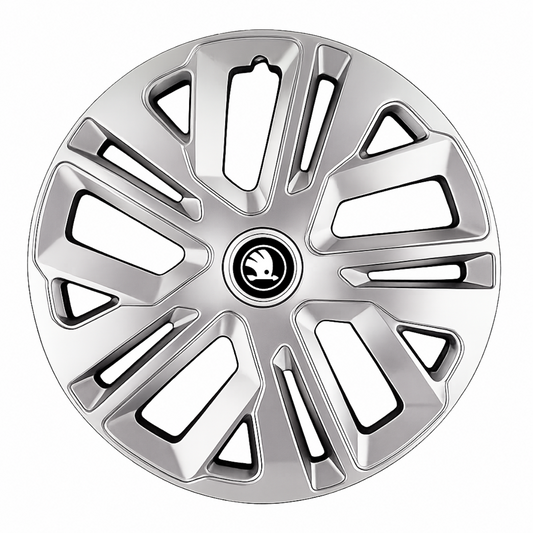 Set 4 Capace Roti 16 inchi (R16) Raven Gri , pentru Skoda Alb Negru