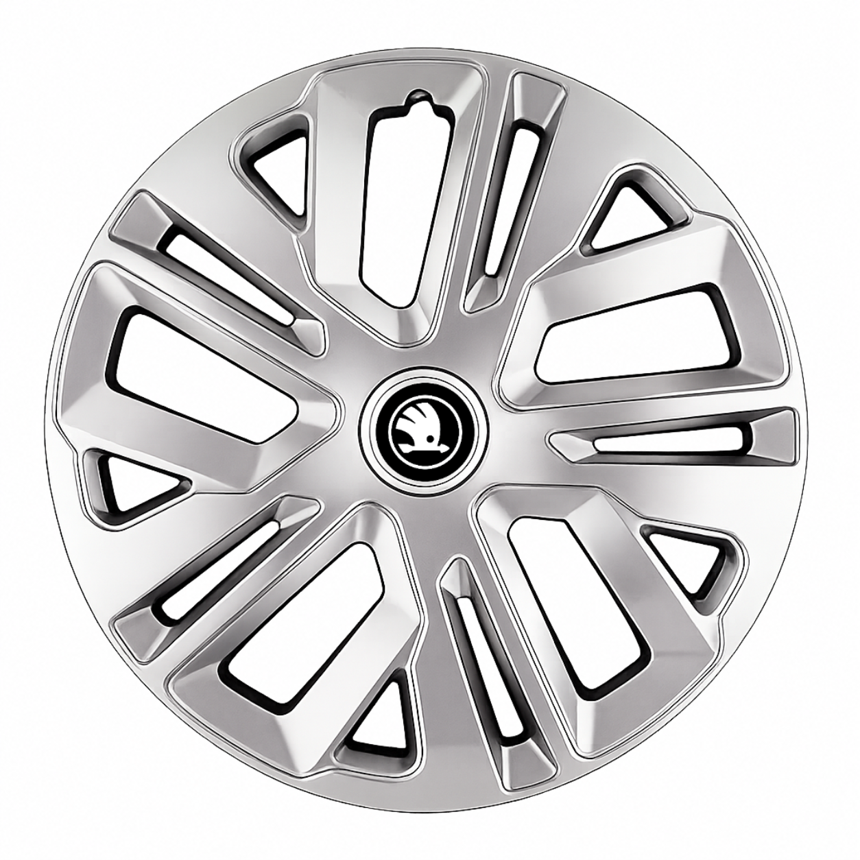 Set 4 Capace Roti 15 inchi (R15) Raven Gri Compatibile Cu Skoda Alb Negru