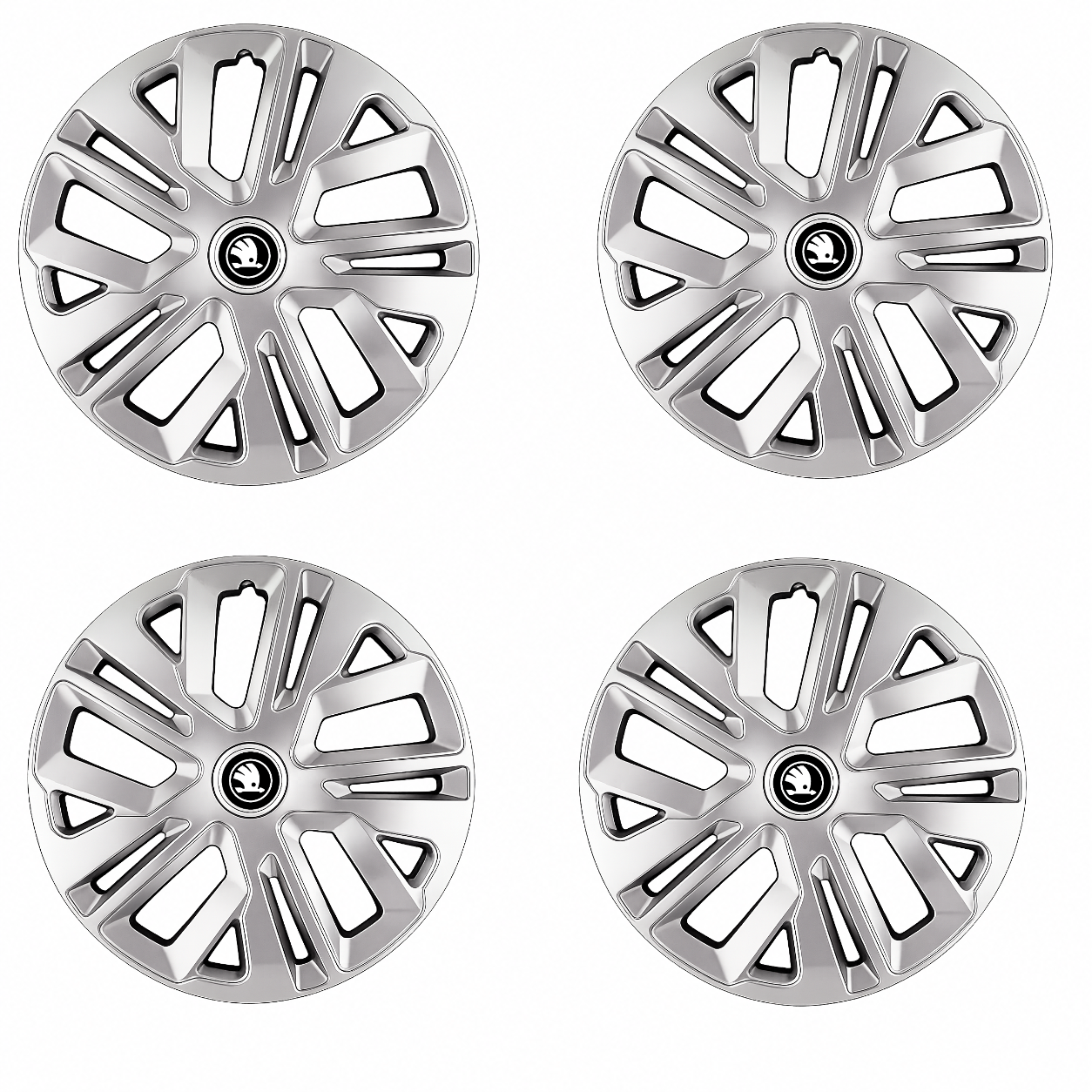 Set 4 Capace Roti 14 inchi (R14) Raven Gri, pentru Skoda Alb Negru