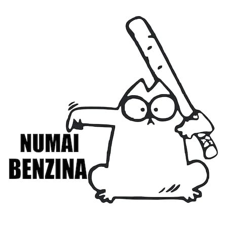 Sticker clapeta rezervor auto, culoare neagra, " Numai Benzina "
