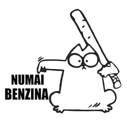 Sticker clapeta rezervor auto, culoare neagra, " Numai Benzina "