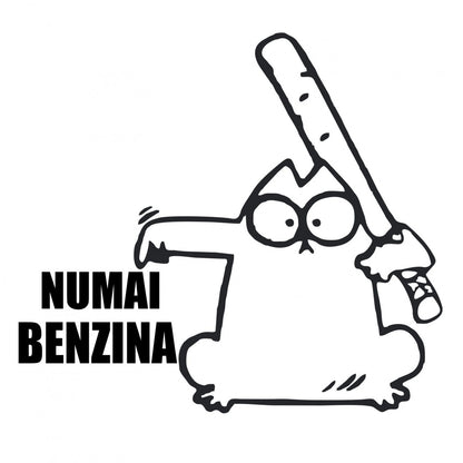 Sticker clapeta rezervor auto, culoare neagra, " Numai Benzina "