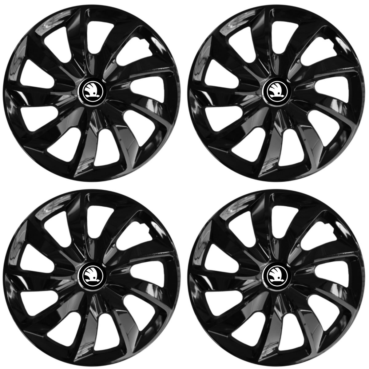 Set 4 Capace Roti 14 inchi (R14), Stig Negru Lucios, Compatibil cu Skoda Nou