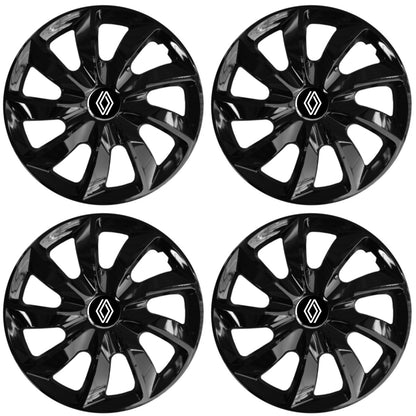 Set 4 Capace Roti 15 inchi (R15), Stig Negru Lucios, Compatibil cu Renault Nou