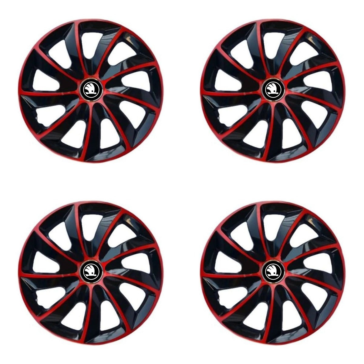 Set 4 Capace Roti 16 inchi (R16), Stig Rosu-Negru, Compatibil cu Skoda Nou