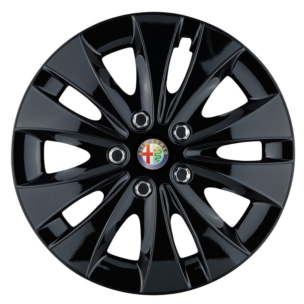Set 4 capace roti 16 inchi (R16) compatibile ALFA ROMEO, Model Storm Negru