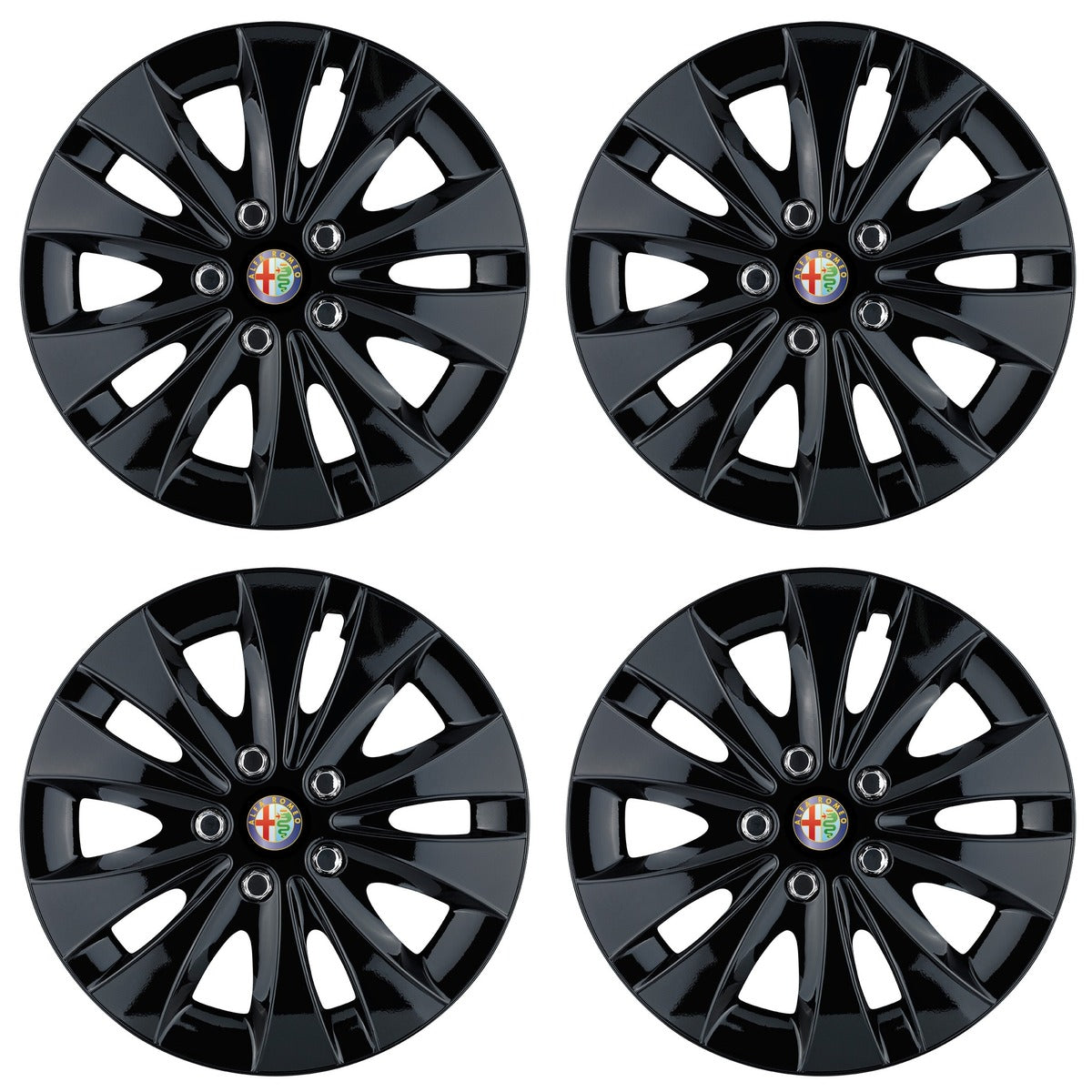 Set 4 capace roti 16 inchi (R16) compatibile ALFA ROMEO, Model Storm Negru