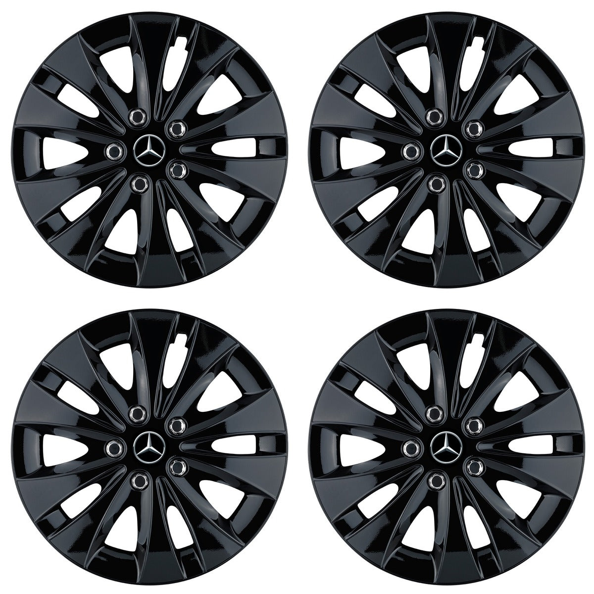 Set 4 capace roti 15 inchi (R15) compatibile MERCEDES, Model Storm Negru