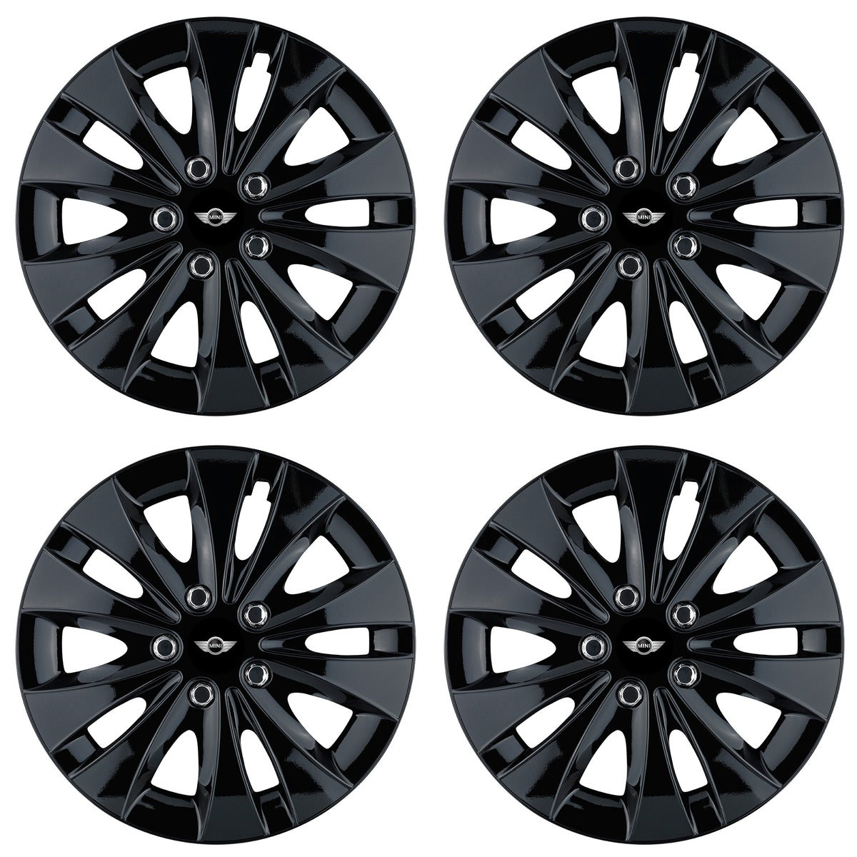 Set 4 capace roti 14 inchi (R14) compatibile MINI, Model Storm Negru