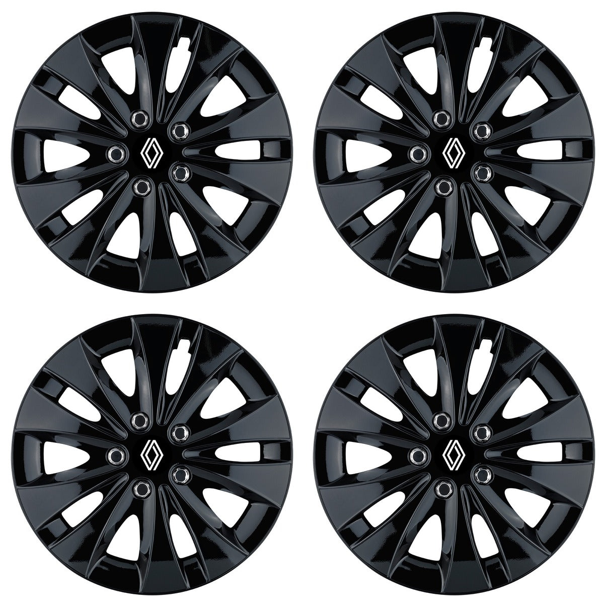 Set 4 capace roti 14 inchi (R14) compatibile RENAULT, Model Storm Negru