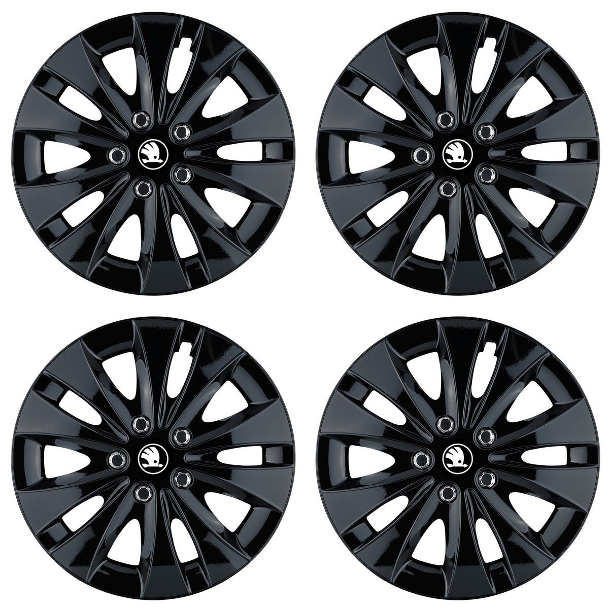 Set 4 capace roti 15 inchi (R15) compatibile SKODA, Model Storm Negru