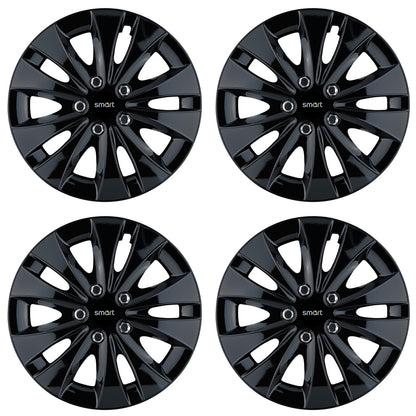 Set 4 capace roti 14 inchi (R14) compatibile SMART, Model Storm Negru