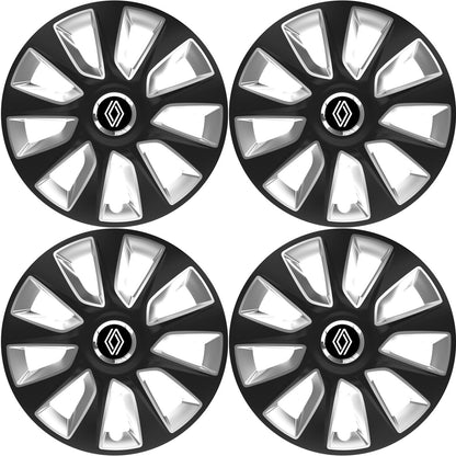 Set 4 Capace Roti 14 inchi (R14) Stratos Gri-Negru, Compatibile Cu Renault Nou