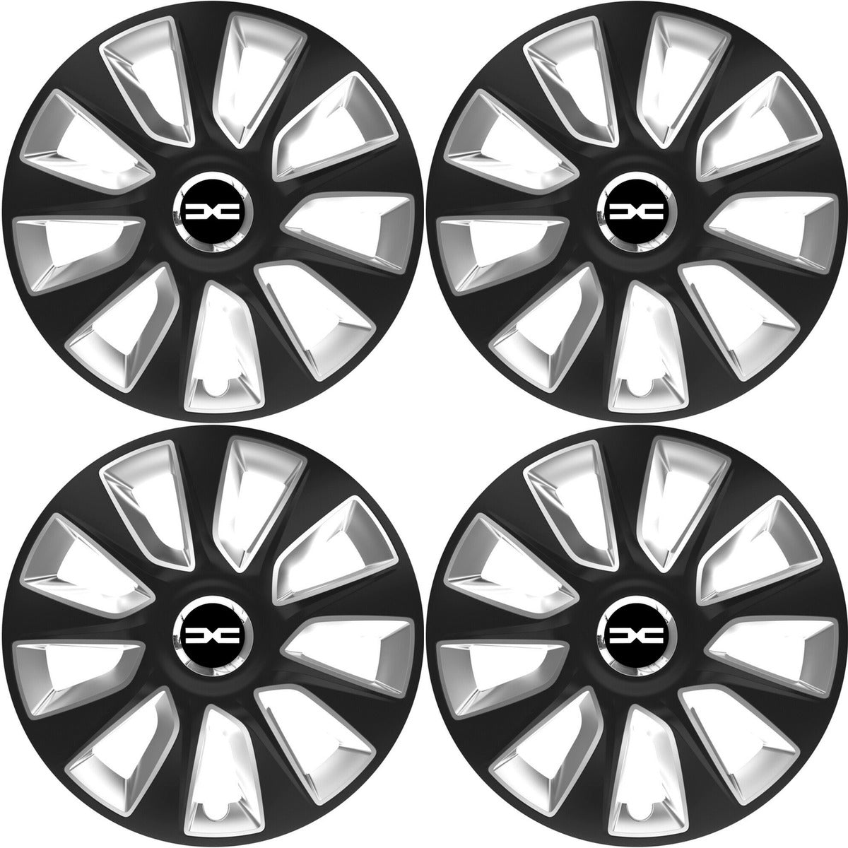 Set 4 Capace Roti 15 inchi (R15) Stratos Gri-Negru, Compatibile Cu Dacia Nou