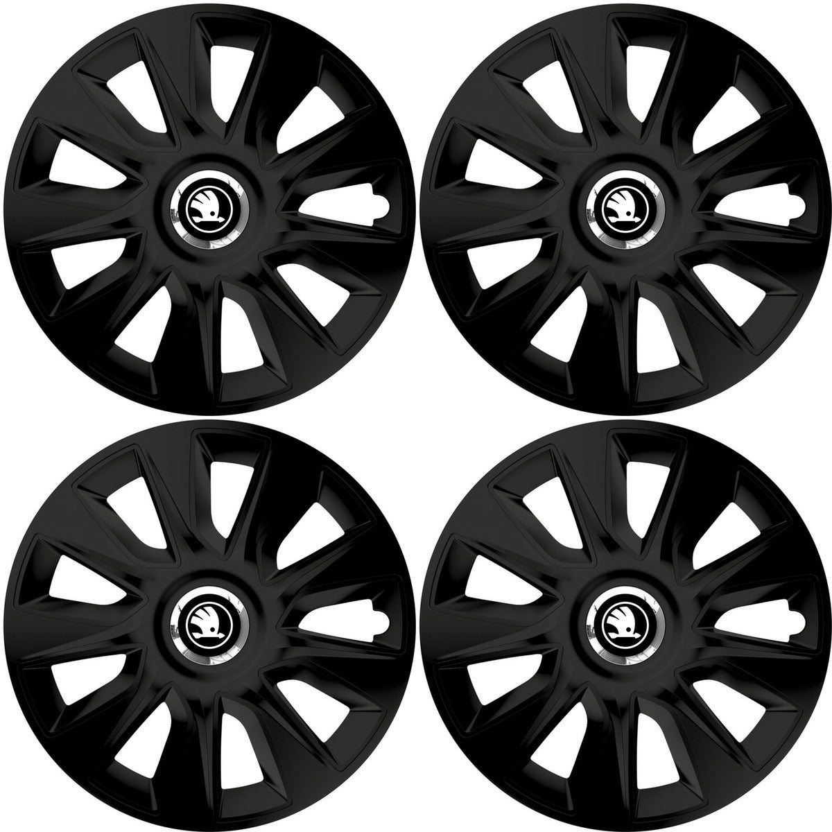 Set 4 Capace Roti 14 inchi (R14) Stratos Negru, Compatibile Cu Skoda Nou