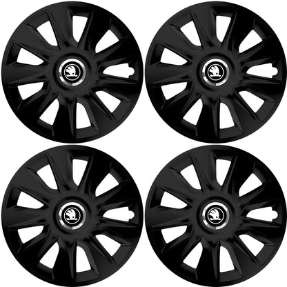 Set 4 Capace Roti 14 inchi (R14) Stratos Negru, Compatibile Cu Skoda Nou