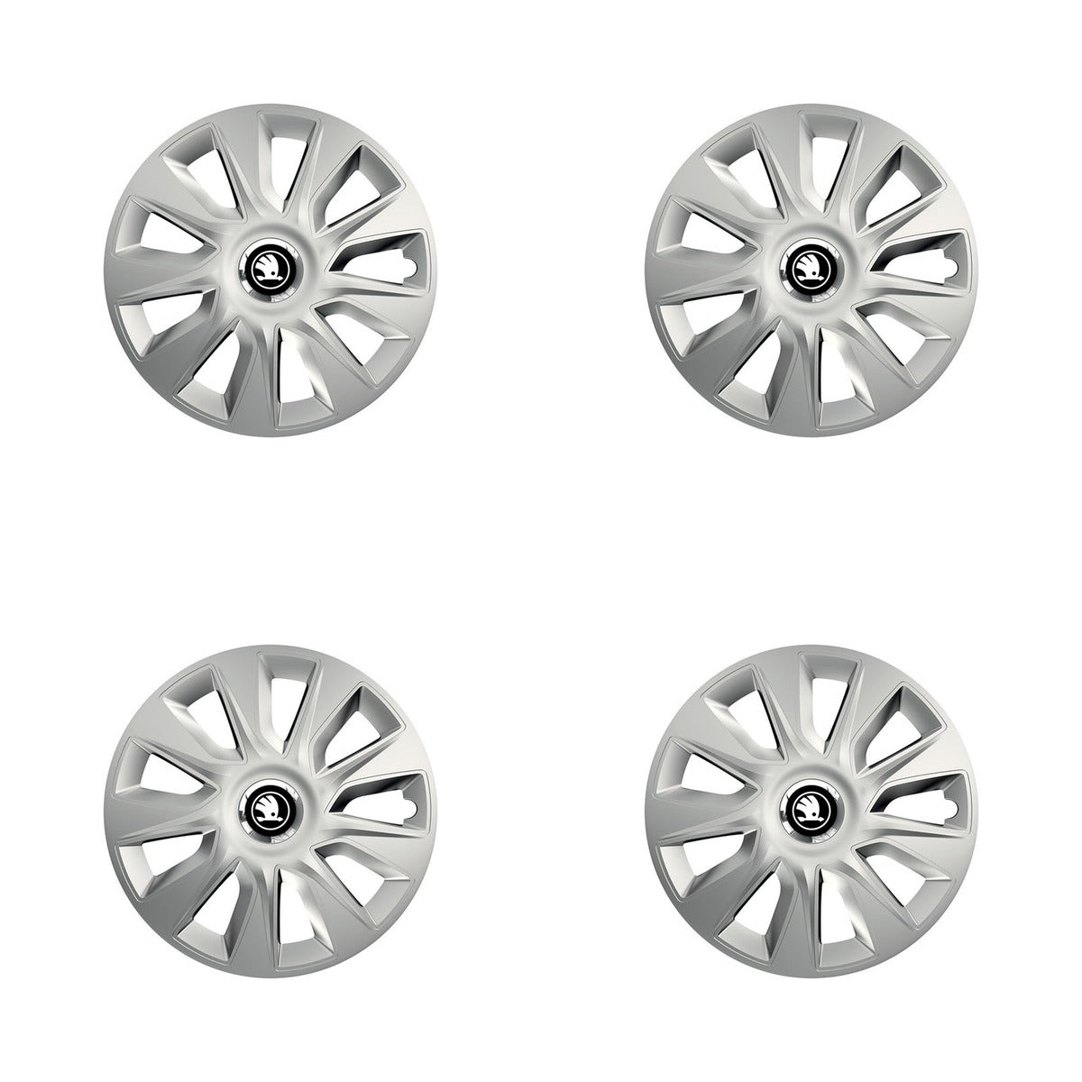Set 4 capace roti Cu Inel Cromat Stratos R15 Compatibil Cu Skoda Nou